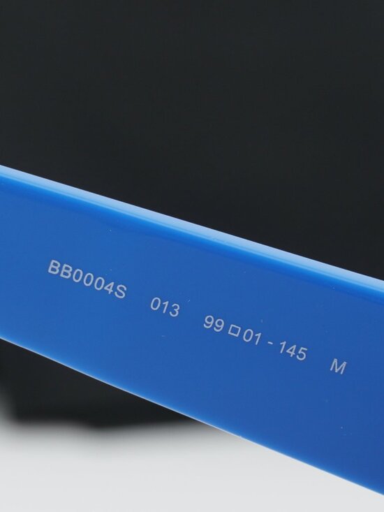 Balenciaga BB0004S 013 Shield Semi Rim Sunglasses - Blue / Blue Mirror